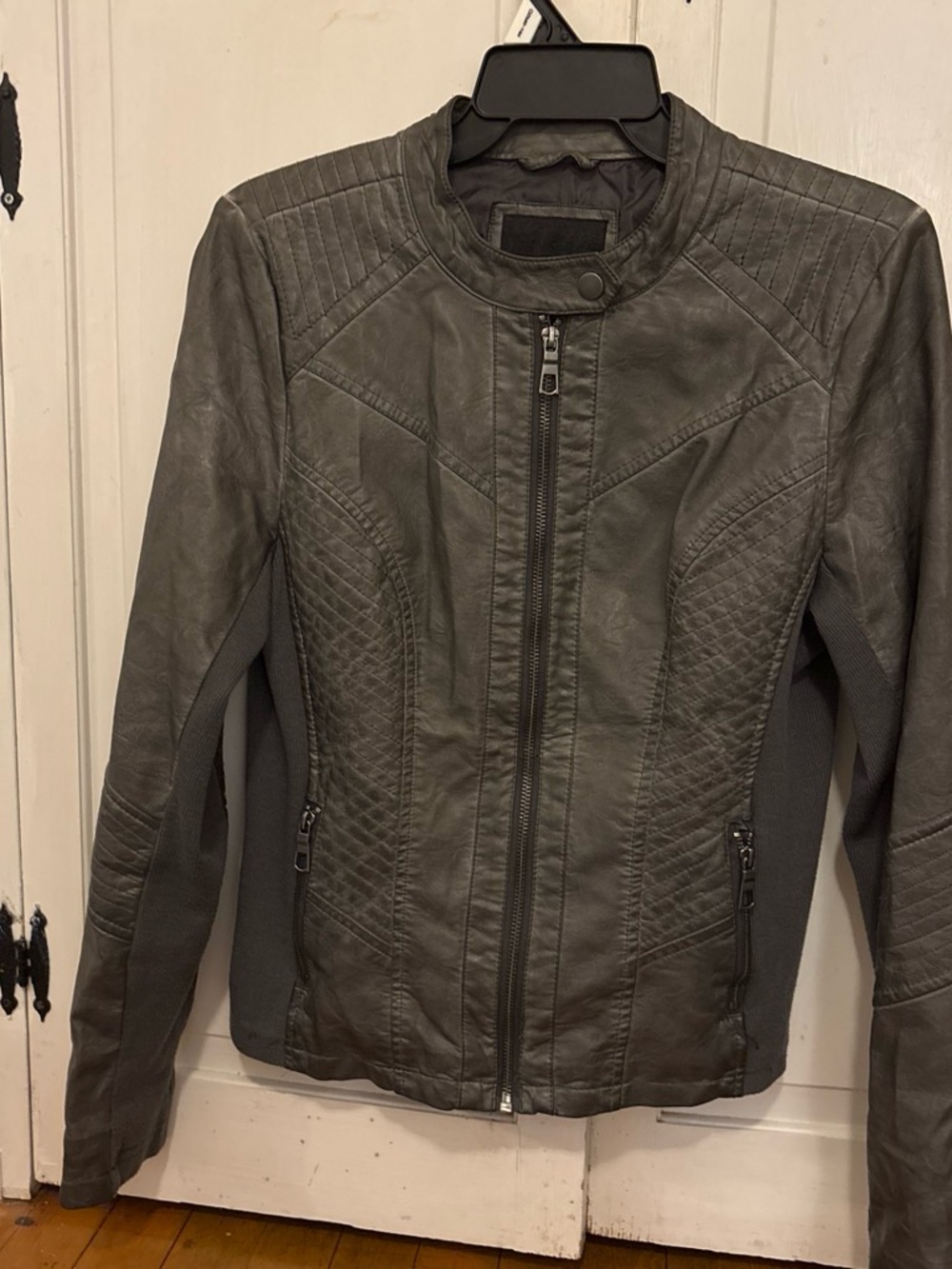 Maurices Quilted Faux Leather Jacket in Gray